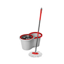 Mop Giratório Inox Limpeza 360° Cesto Kaza Clean 9 Litros - Vermelho