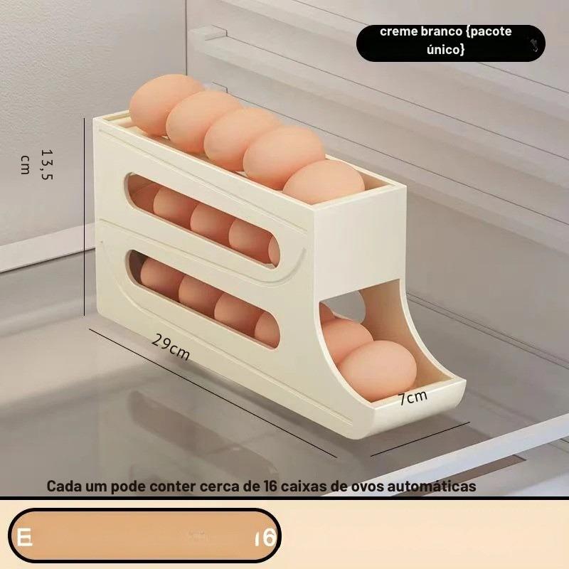 Suporte para prateleira de ovos com rolagem automática