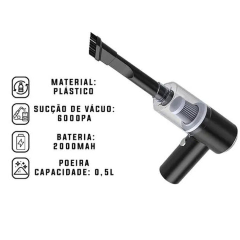 Mini Aspirador Automotivo Portátil Potente Recarregável