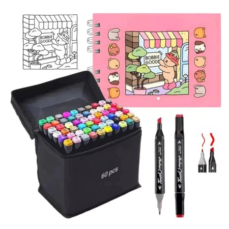 Kit Livro Colorir URSO BOB (Rosa) + 24 Canetas - Estimula